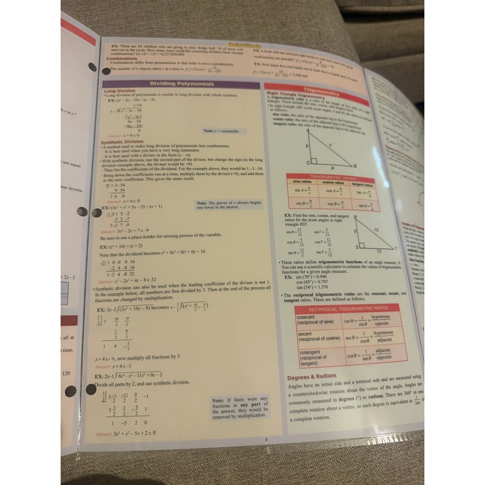 QuickStudy Academic Pre-Calculus Laminated Study Guide BarCharts Reference Guide - Picture 3 of 6